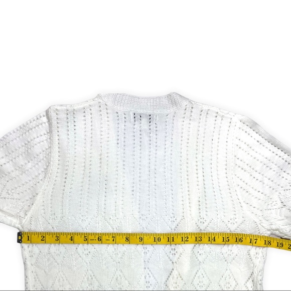 Lightweight Pointelle Knit Cardigan 1/2 Sleeve - Picture 7 of 9